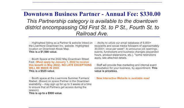 Downtown Business Partner - Annual Fee